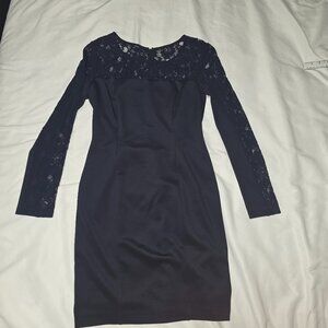 Jessica Simpson Dress Womens 8 Black Lace Sheath Long Sleeve Cocktail Party